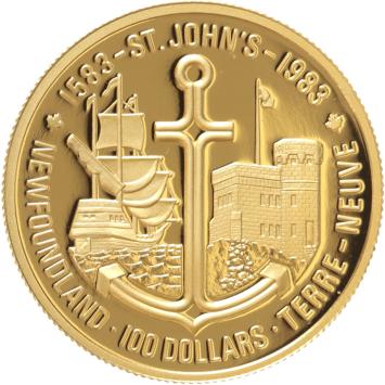 Canada 100 Dollars gold 1983 400 jr St. Johns