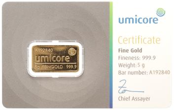 Goudbaar 5 gram Umicore