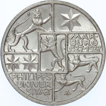 Germany Weimar University Marburg 3 Mark silver 1927 A BU