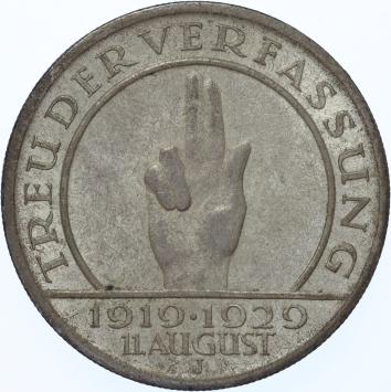 Germany Weimar Hindenburg 5 Mark silver 1929 J UNC