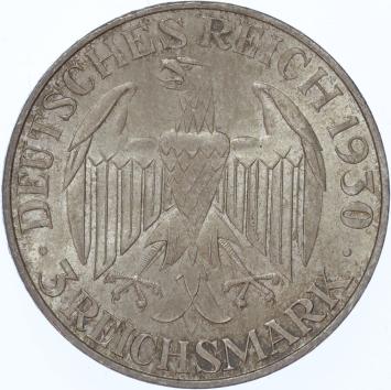 Germany Weimar Zeppelin 3 Mark silver 1929 F UNC