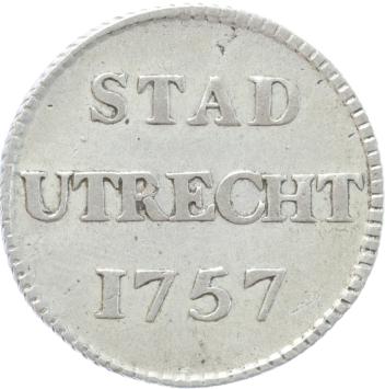 Utrecht-stad Duit zilver 1757