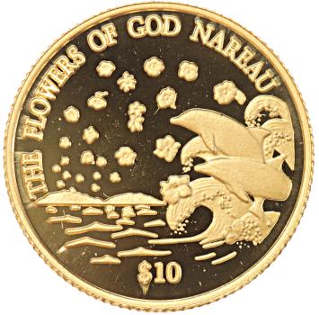 Kiribati 10 Dollars gold 2000 The flowers of god Nareau proof