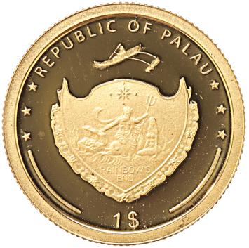 Palau 1 Dollar gold 2009 WK Zuid Afrika proof