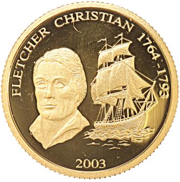Samoa 10 Tala gold 2003 Fletcher Christian proof