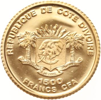 Ivory Coast 1500 Francs gold 2006 Colossee de Rhodes proof