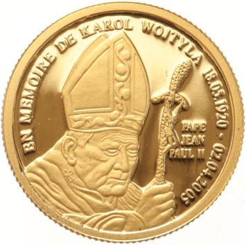 Congo-Kinshasa 20 Francs gold 2005 John Paul II proof