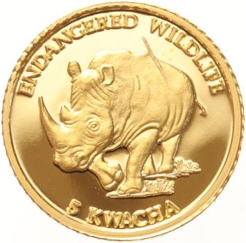 Malawi 5 Kwacha gold 2004 Rhino proof