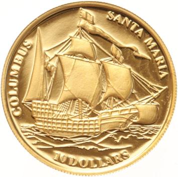 Fiji Islands 10 Dollars gold 2006 Columbus Santa Maria proof