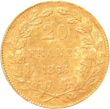 Belgium 20 francs 1865 b