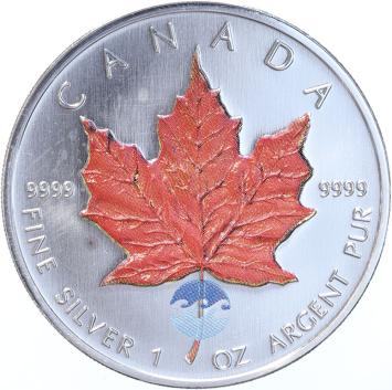 Canada Coloured Maple Leaf 2004 4 x 1 ounce silver