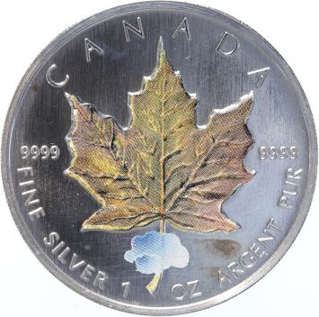 Canada Coloured Maple Leaf 2004 4 x 1 ounce silver