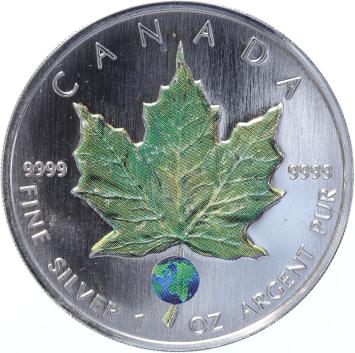 Canada Coloured Maple Leaf 2004 4 x 1 ounce silver