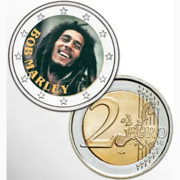 2 Euro munt kleur Bob Marley