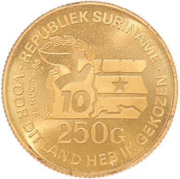 250 Gulden 1985 5 jaar revolutie Suriname fdc