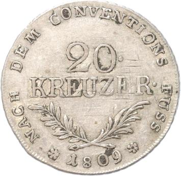 Austrian States Hall 20 Kreuzer silver 1809 A.XF
