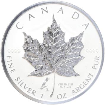Canada maple leaf 2005 Tulip privy mark 1 ounce silver