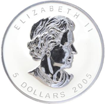 Canada maple leaf 2005 Tulip privy mark 1 ounce silver