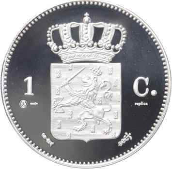 Replica 1 Cent koper 1817 in Zilver