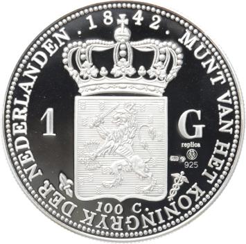 Replica 1 Gulden 1842 Willem II Silver  