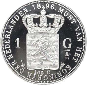 Replica 1 Gulden 1896 Wilhelmina in Zilver