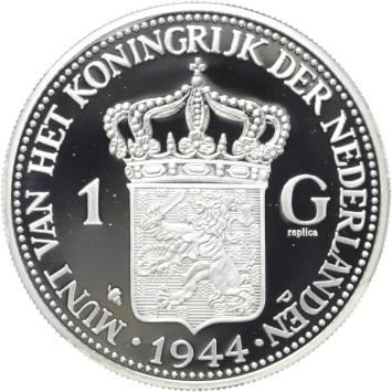 Replica 1 Gulden 1944 Wilhelmina in Zilver