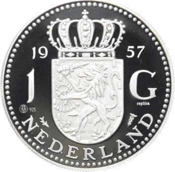 Replica 1 Gulden 1957 Juliana in Zilver