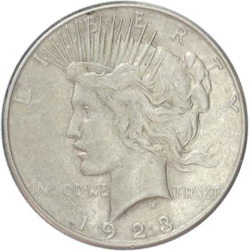 USA Peace 1 Dollar silver 1923s VF/XF