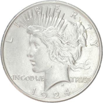 USA Peace 1 Dollar silver 1924 XF