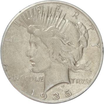 USA Peace 1 Dollar silver 1935s VF+