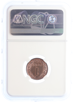 Netherlands Koningin Wilhelmina 1 cent 1892 MS65 RB
