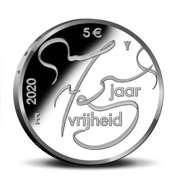 75 jaar Vrijheid 5 euro verzilverd 2020 herdenkingsmunt UNC