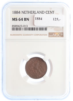 Netherlands Koning Willem III 1 cent 1884 MS64 BN
