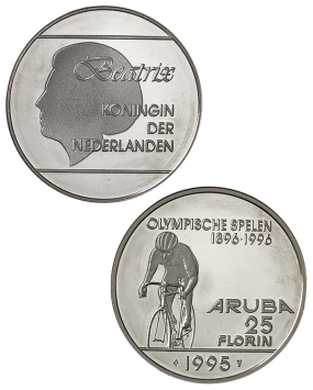25 Florin 1995 Olympische Spelen Atlanta variant Aruba Proof
