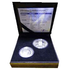 Combinatieset 1 Dollar 2011 Zonsopkomst + 10 Gulden 2010 Afscheid Nederlandse Antillen BES Proof zilver