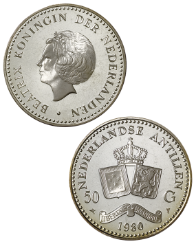 50 Gulden 1980 Beatrix Nederlandse Antillen Prooflike