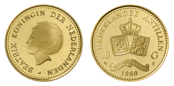 10 Gulden 1980 Beatrix Nederlandse Antillen Prooflike
