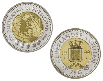 75 Gulden 1999 Globe Nederlandse Antillen Proof
