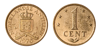 1 Cent gekroond wapen brons Nederlandse Antillen FDC