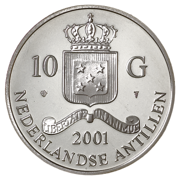 Nederlandse Antillen complete serie 24 verschillende 10 Gulden handelsmunten Proof 2001