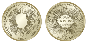 De Nederlandsche Bank 10 Euro 2014 herdenkingsmunt goud proof