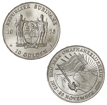 10 Gulden 1976 1 jaar onafhankelijkheid Suriname Proof