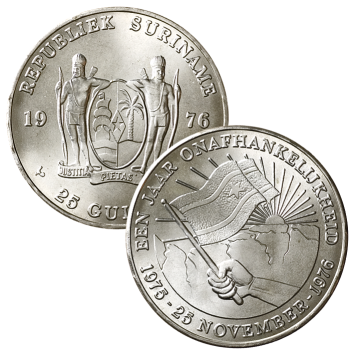 25 Gulden 1976 1 jaar onafhankelijkheid Suriname Proof