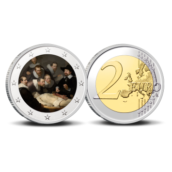 2 Euro munt kleur Rembrandt -  De anatomische les