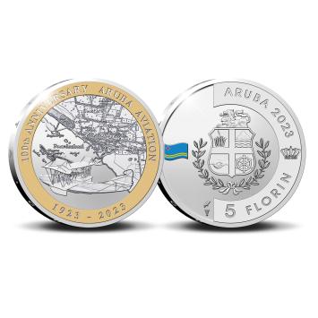 5 Florin 2023 100 jaar luchtvaart Aruba Proof
