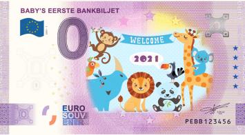 0 Euro biljet Nederland 2021 - Baby's eerste bankbiljet KLEUR BLAUW