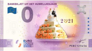 0 Euro biljet Nederland 2021 - Bankbiljet uit het huwelijksjaar KLEUR