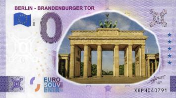 0 Euro biljet Duitsland 2022 - Berlin - Brandenburger tor KLEUR