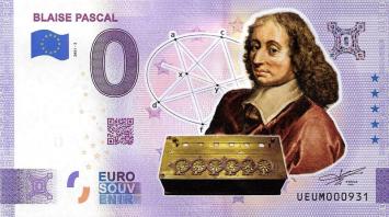 0 Euro biljet Frankrijk 2021 - Blaise Pascal KLEUR