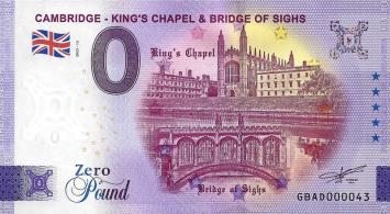 0 Pound biljet Engeland 2023 - Cambridge - King's Chapel & Bridge of Sighs